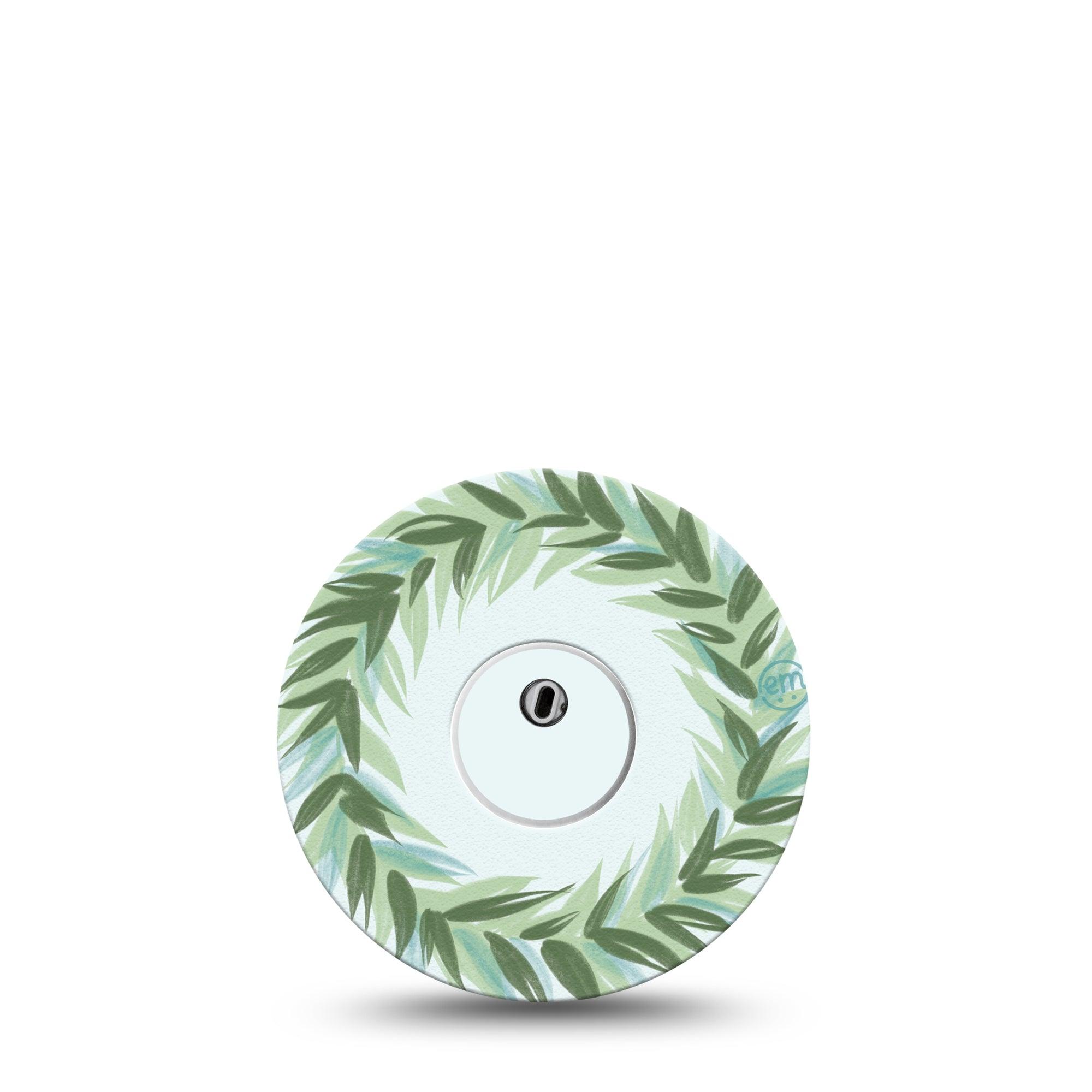 ExpressionMed Mint Freestyle Libre 3 and Libre 3 Plus Tape Single Tape and Single Sticker Leaf Crown Inspired, Adhesive Tape Continuous Glucose Monitor Design