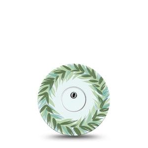 ExpressionMed Mint Freestyle Libre 3 and Libre 3 Plus Tape Single Tape and Single Sticker Leaf Crown Inspired, Adhesive Tape Continuous Glucose Monitor Design