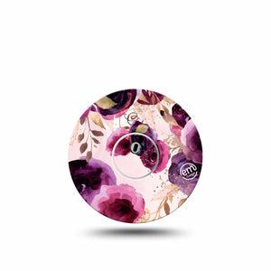 ExpressionMed Purple Bouquet Freestyle Libre 3 and Libre 3 Plus Tape Single Tape and Single Sticker Elegant Bouquet, Adhesive Tape Continuous Glucose Monitor Design