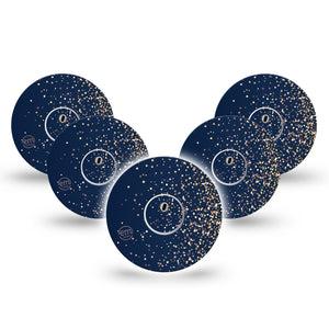 ExpressionMed Gold Sparkles Freestyle Libre 3 and Libre 3 Plus Tape, 5-Pack Tape and 5-Pack Sticker Falling Gold Glitters Themed, Adhesive Tape Continuous Glucose Monitor Design