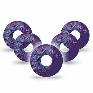 ExpressionMed Purple Butterfly Libre 3 Tape, 5-Pack, Purple Flying Butterflies Inspired, CGM Adhesive Patch Design