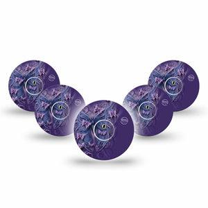 ExpressionMed Purple Butterfly Freestyle Libre 3 and Libre 3 Plus Tape 5-Pack Tape and 5-Pack Sticker Purple Beauty, Adhesive Tape Continuous Glucose Monitor Design