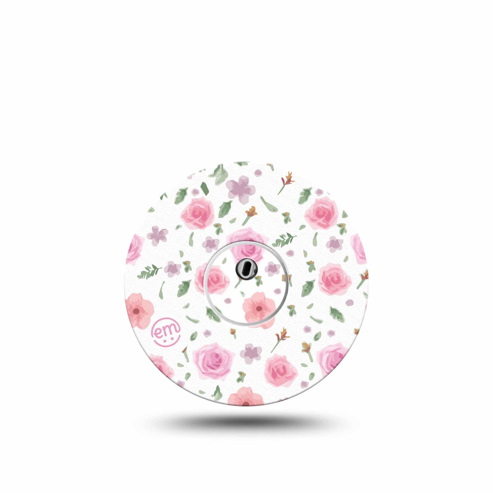 ExpressionMed Pastel Flower Freestyle Libre 3 and Libre 3 Plus Tape Single Tape and Single Sticker Delicate Pink, Adhesive Tape Continuous Glucose Monitor Design