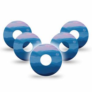 ExpressionMed Watercolor Skies Libre 3 Tape, 5-Pack, Watercolored Skies Themed, CGM Patch Design