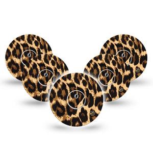 ExpressionMed Leopard Print Freestyle Libre 3 and Libre 3 Plus Tape, 5-Pack Tape and 5-Pack Sticker Animal Print Inspired, Adhesive Tape Continuous Glucose Monitor Design