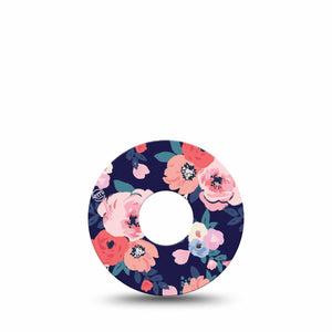 ExpressionMed Painted Flower Variety Libre 3 Tape, Single, Midnight Florals Themed, CGM Plaster Patch Design