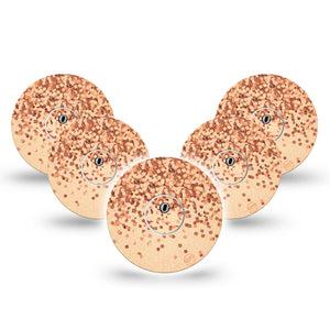 ExpressionMed Champagne Shimmer Freestyle Libre 3 and Libre 3 Plus Tape, 5-Pack Tape and 5-Pack Sticker Champagne Glitters Themed, Adhesive Tape Continuous Glucose Monitor Design