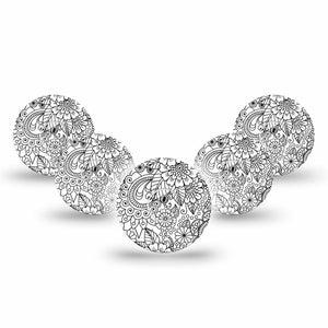 ExpressionMed Color Me Flower Freestyle Libre 3 and Libre 3 Plus Tape 5-Pack Tape and 5-Pack Sticker Petal Spectrum, Adhesive Tape Continuous Glucose Monitor Design