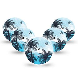 ExpressionMed Palmy Nights Freestyle Libre 3 and Libre 3 Plus Tape, 5-Pack Tape and 5-Pack Sticker Summer Nights Inspired, Adhesive Tape Continuous Glucose Monitor Design