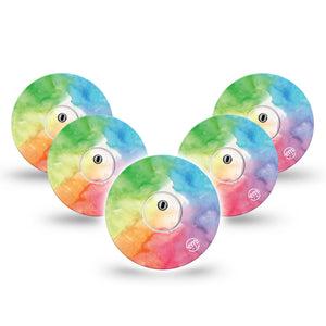ExpressionMed Rainbow Clouds Freestyle Libre 3 and Libre 3 Plus Tape, 5-Pack Tape and 5-Pack Sticker Rainbow Watercolor Clouds, Adhesive Tape Continuous Glucose Monitor Design