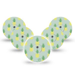 ExpressionMed Vintage Pineapple Freestyle Libre 3 and Libre 3 Plus Tape, 5-Pack Tape and 5-Pack Sticker Fun Bright Pineapple, Adhesive Tape Continuous Glucose Monitor Design