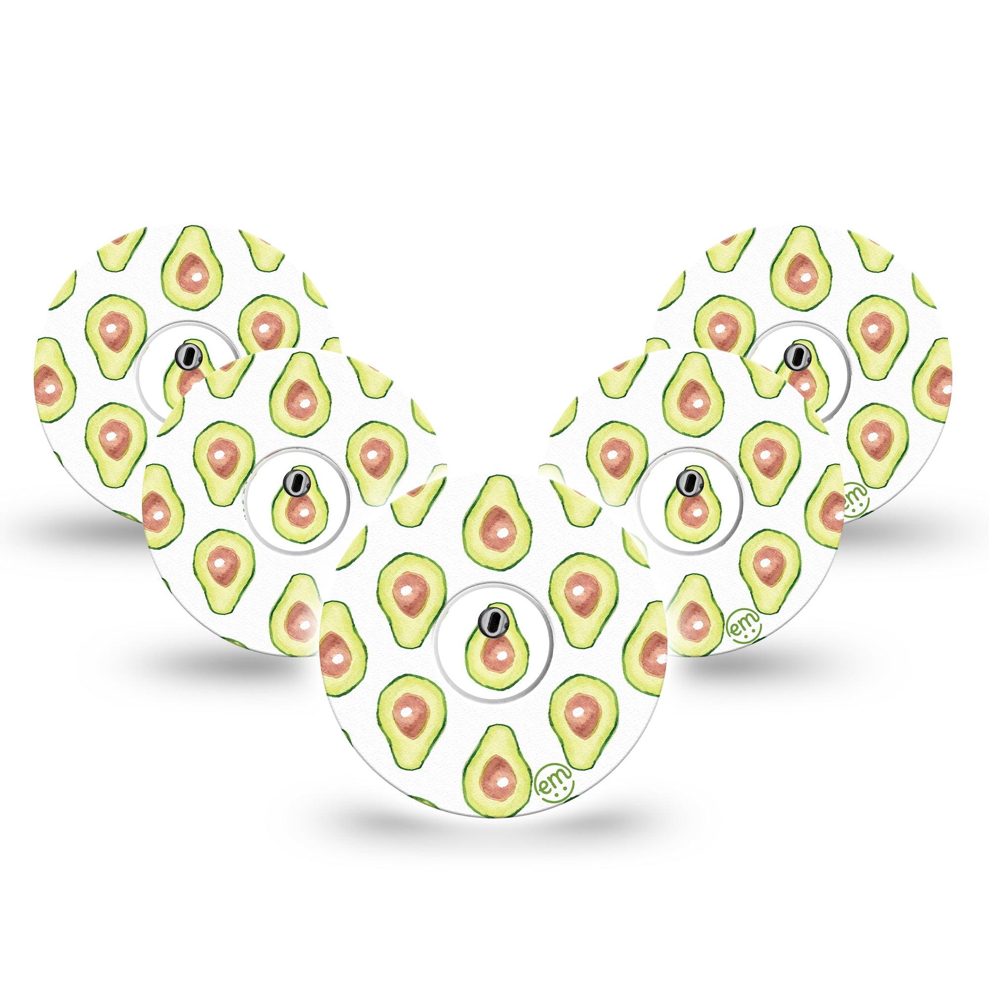ExpressionMed Toastless Avocado Freestyle Libre 3 and Libre 3 Plus Tape, 5-Pack Tape and 5-Pack Sticker Avocado Halves, Adhesive Tape Continuous Glucose Monitor Design