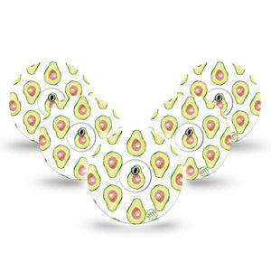 ExpressionMed Toastless Avocado Freestyle Libre 3 and Libre 3 Plus Tape, 5-Pack Tape and 5-Pack Sticker Avocado Halves, Adhesive Tape Continuous Glucose Monitor Design