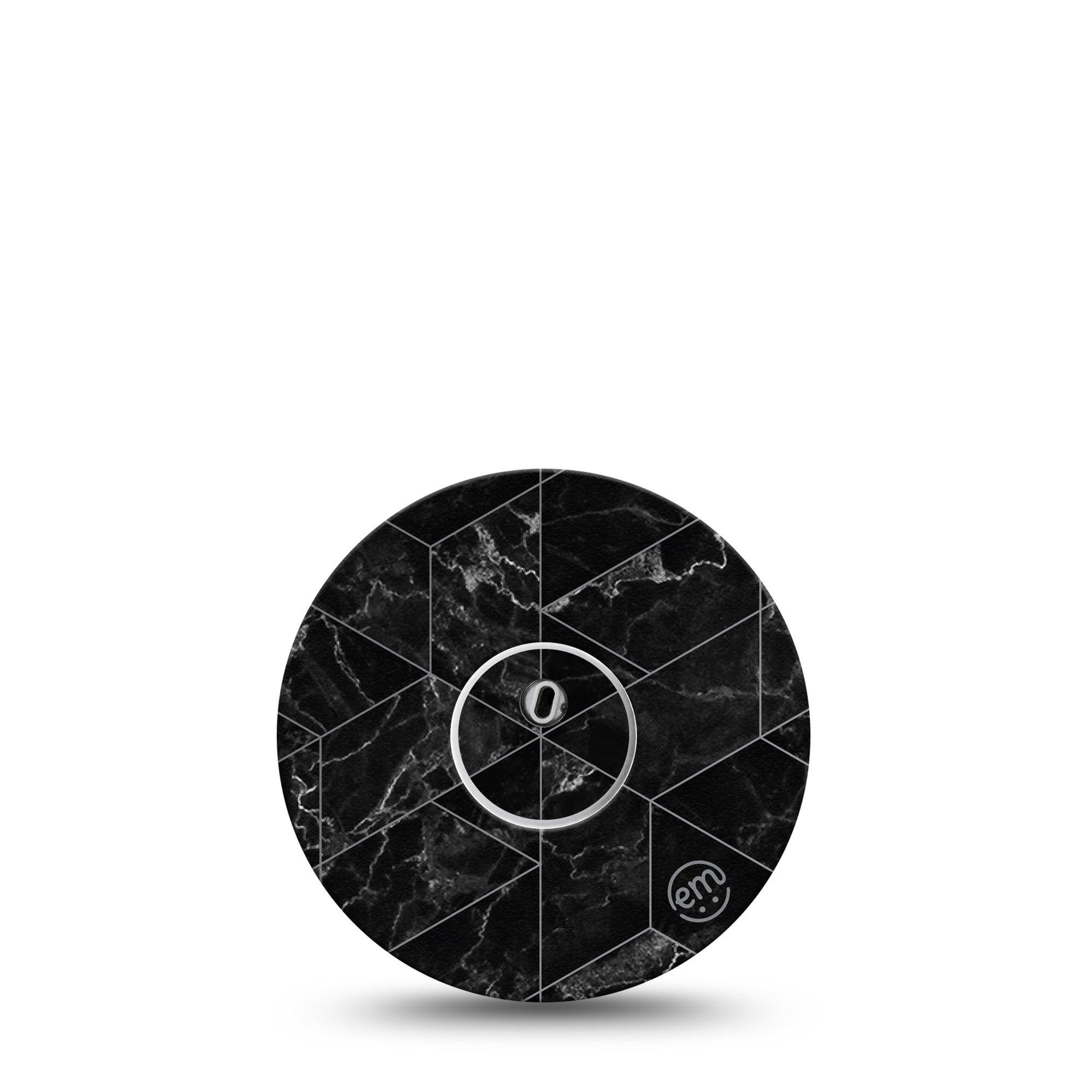 ExpressionMed Black Marble Freestyle Libre 3 and Libre 3 Plus Tape, Single Tape and Single Sticker, Black Marble and Geometric Pattern, Adhesive Tape Continuous Glucose Monitor Design