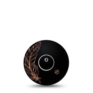 ExpressionMed Black Marble Freestyle Libre 3 and Libre 3 Plus Tape, Single Tape + Single Sticker Detailed Feather Outline Themed, Adhesive Tape Continuous Glucose Monitor Design
