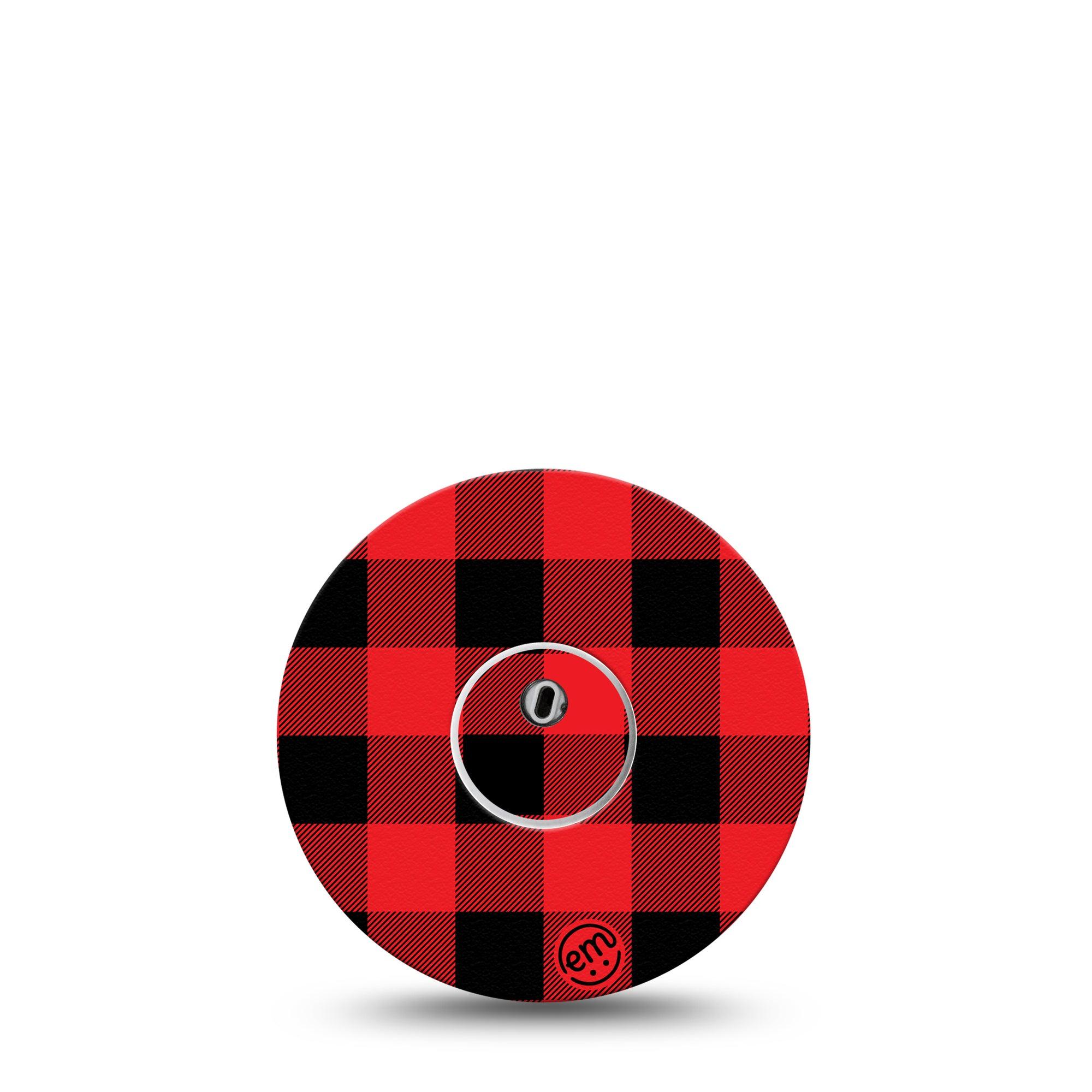ExpressionMed Lumberjack Freestyle Libre 3 and Libre 3 Plus Tape, Single Tape + Single Sticker Red & Black Plaid Inspired, Adhesive Tape Continuous Glucose Monitor Design