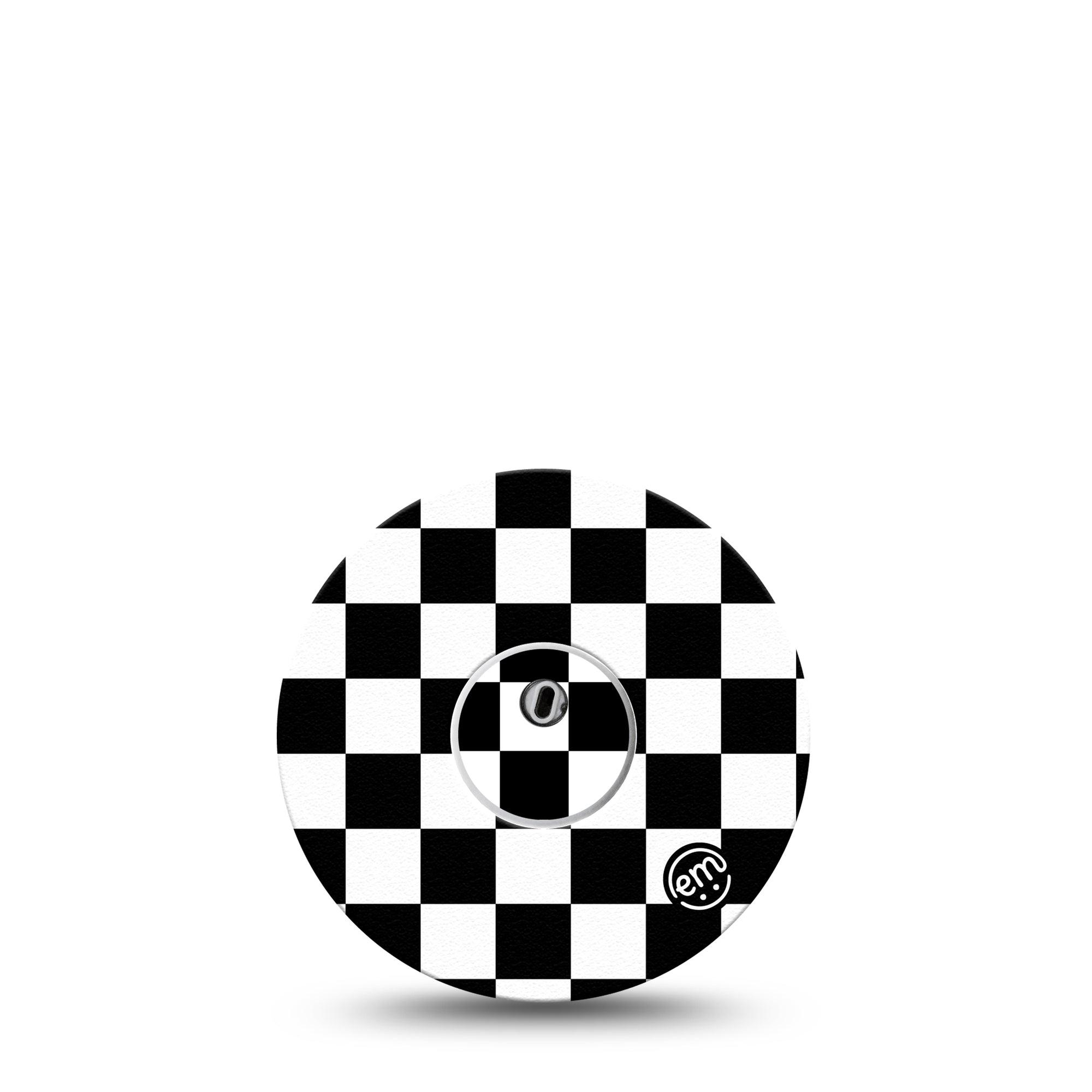 ExpressionMed Libre 3 Transmitter Sticker Chess Board, Classic Black and White Pattern, Tape and Sticker