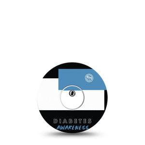 ExpressionMed Diabetes Awareness Freestyle Libre 3 and Libre 3 Plus Tape, Single Tape and Single Sticker Blue, Black & White Themed, Adhesive Tape Continuous Glucose Monitor Design