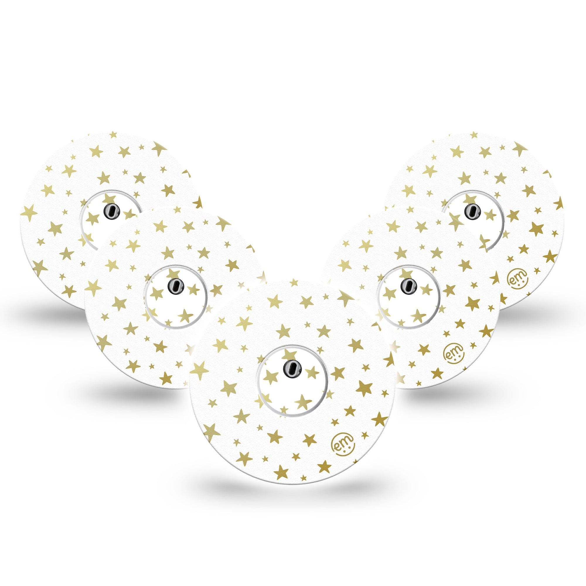 ExpressionMed Twinkling Stars Freestyle Libre 3 and Libre 3 Plus Tape, 5-Pack Tape and 5-Pack Sticker Shining Stars Themed, Adhesive Tape Continuous Glucose Monitor Design