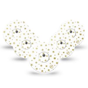 ExpressionMed Twinkling Stars Freestyle Libre 3 and Libre 3 Plus Tape, 5-Pack Tape and 5-Pack Sticker Shining Stars Themed, Adhesive Tape Continuous Glucose Monitor Design