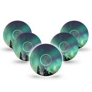 ExpressionMed Northern Lights Freestyle Libre 3 and Libre 3 Plus Tape, 5-Pack Tape and 5-Pack Sticker Colorful Night Sky Themed, Adhesive Tape Continuous Glucose Monitor Design