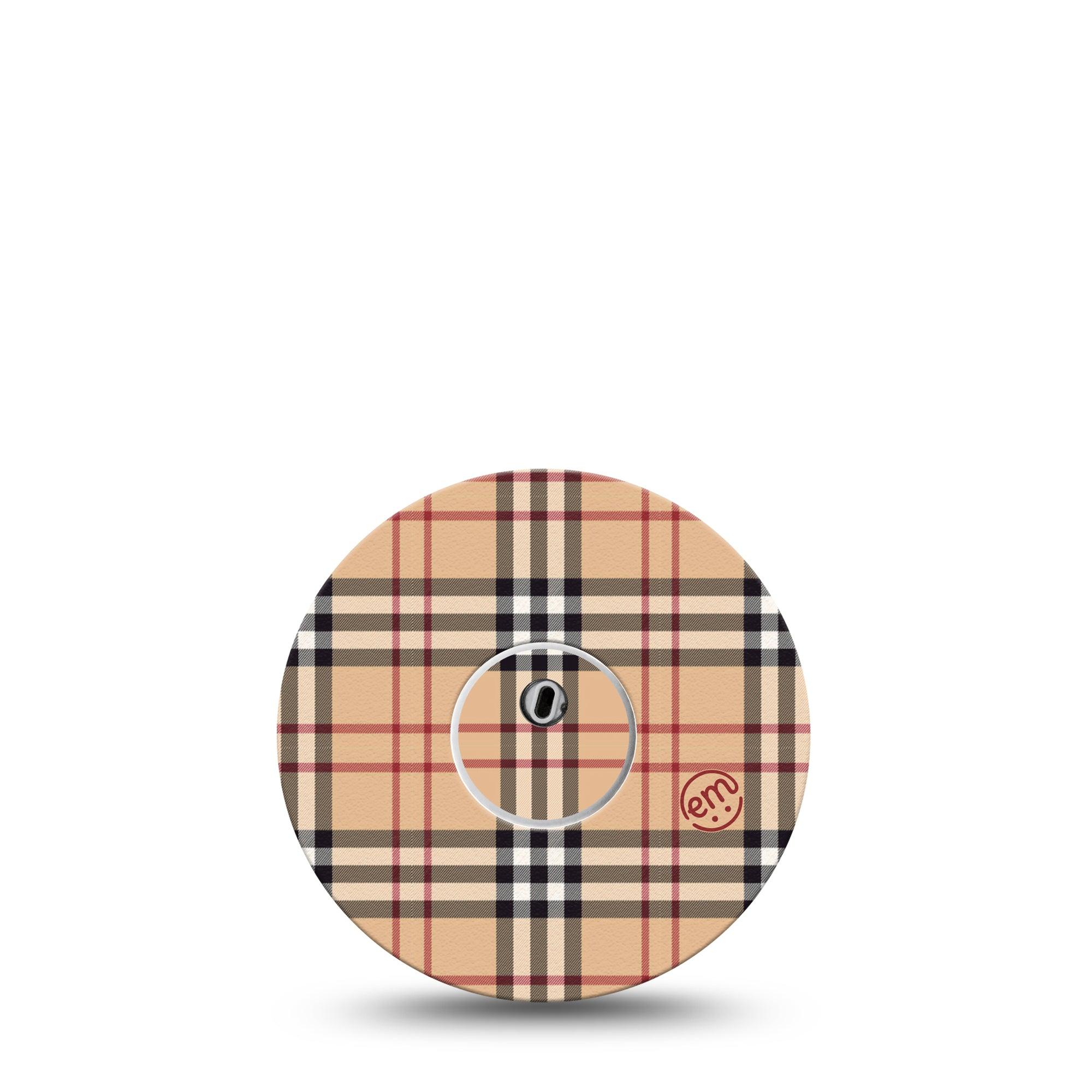 ExpressionMed Libre 3 Transmitter Sticker Classy Stripes Pattern, Brownish Checkered Themed Design, Tape and Sticker