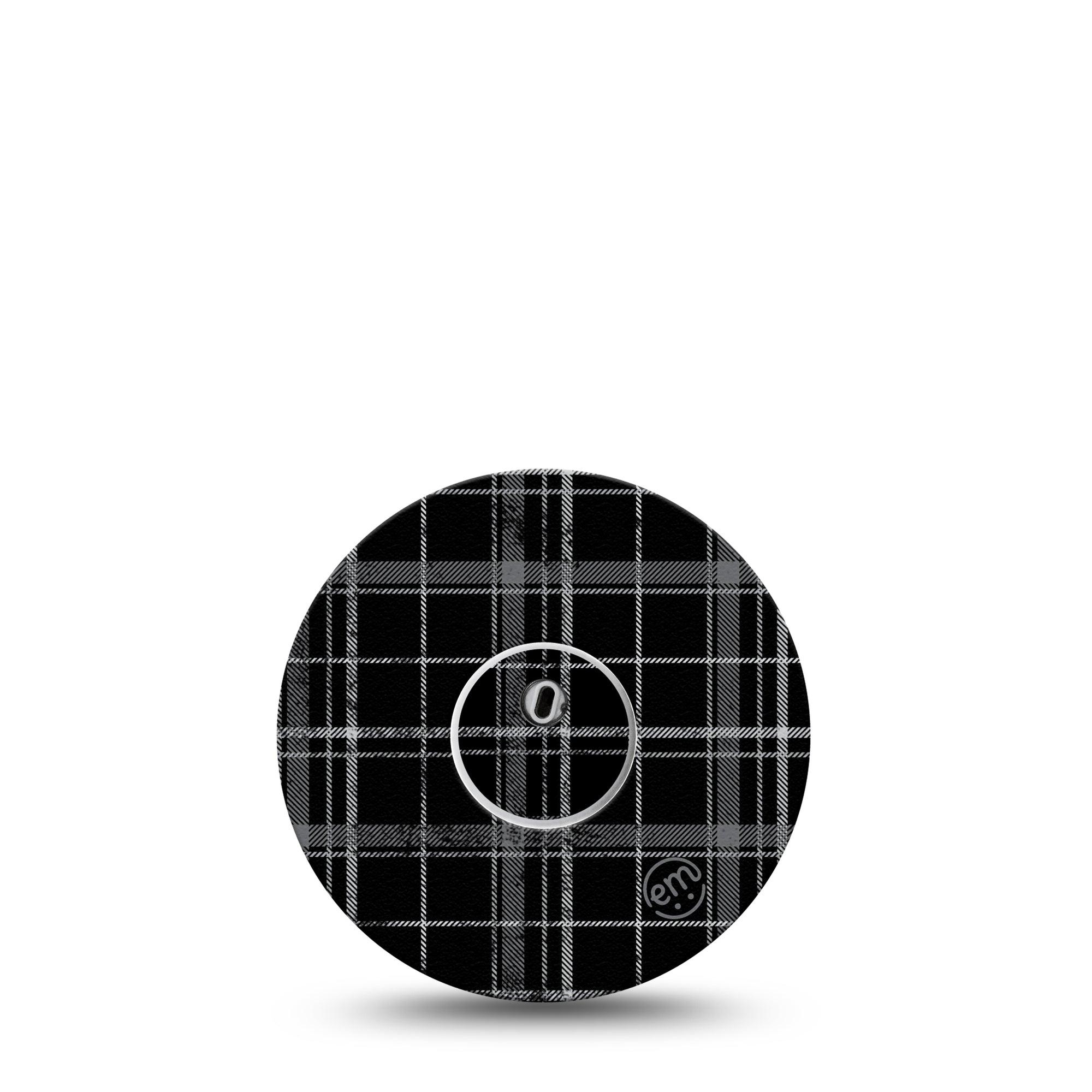 ExpressionMed Grunge Plaid Freestyle Libre 3 and Libre 3 Plus Tape, Single Tape and Single Sticker Black & White Plaid Inspired, Adhesive Tape Continuous Glucose Monitor Design