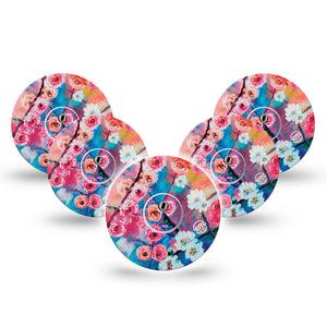 ExpressionMed Branching Out Freestyle Libre 3 and Libre 3 Plus Tape, 5-Pack Tape and 5-Pack Sticker Floral Branches Inspired, Adhesive Tape Continuous Glucose Monitor Design