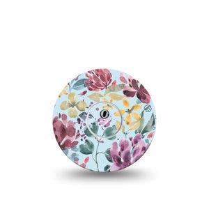 ExpressionMed Botanical Blooms Freestyle Libre 3 and Libre 3 Plus Tape, Single Tape and Single Sticker Watercolor Purple Floral Adhesive Tape Continuous Glucose Monitor Design