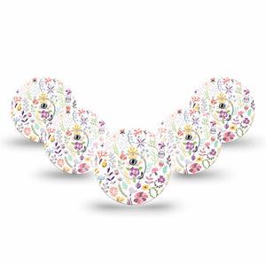 ExpressionMed Springy Stems Freestyle Libre 3 and Libre 3 Plus Tape 5-Pack Tape and 5-Pack Sticker Fresh Sprouts, Adhesive Tape Continuous Glucose Monitor Design