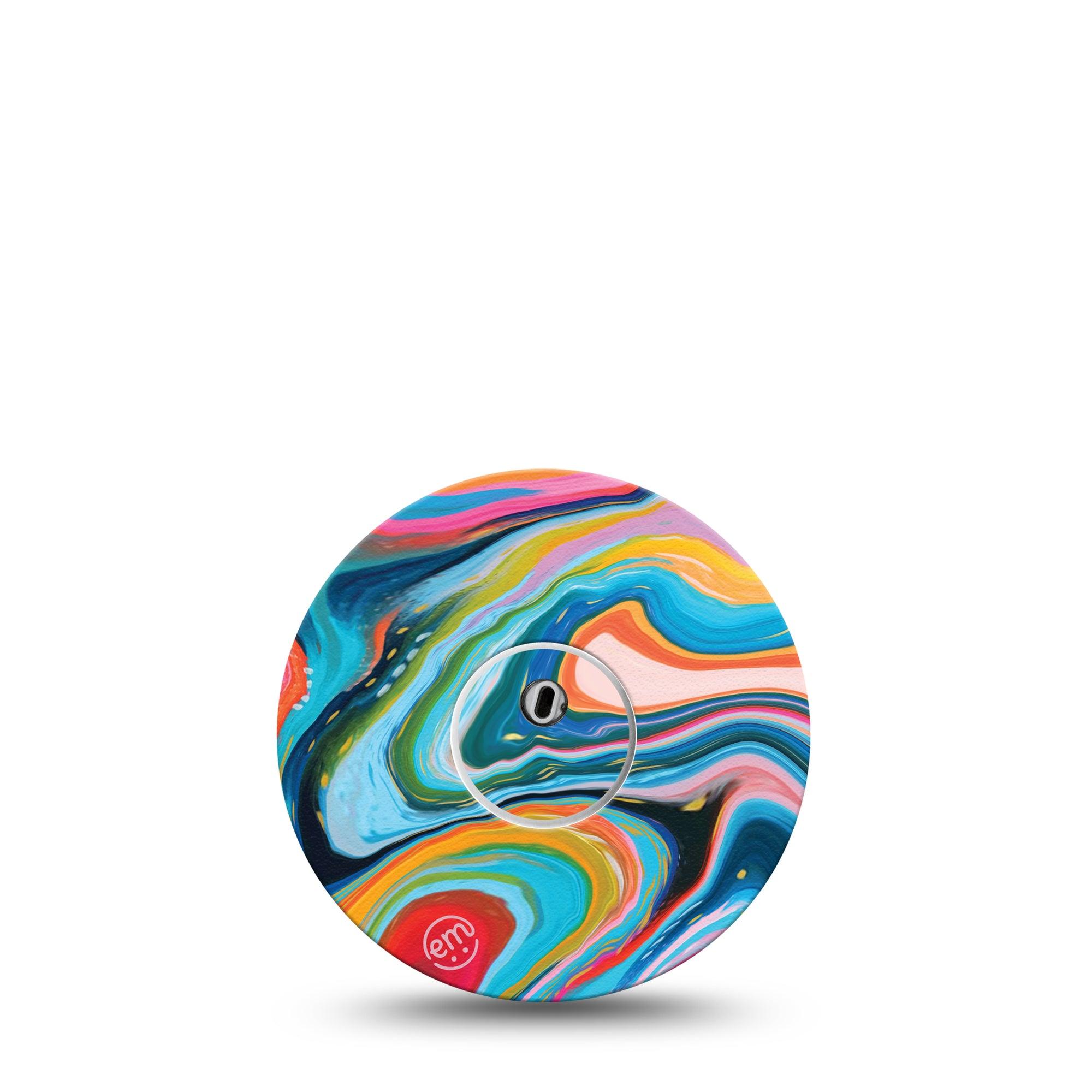 ExpressionMed Color Melting Swirl Freestyle Libre 3 and Libre 3 Plus Tape, Single Tape and Single Sticker Colorful Swirl Adhesive Tape Continuous Glucose Monitor Design
