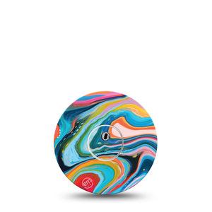 ExpressionMed Color Melting Swirl Freestyle Libre 3 and Libre 3 Plus Tape, Single Tape and Single Sticker Colorful Swirl Adhesive Tape Continuous Glucose Monitor Design