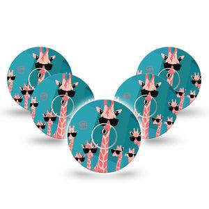 ExpressionMed Cool Giraffes Freestyle Libre 3 and Libre 3 Plus Tape, 5-Pack Tape Giraffe Gang Adhesive Tape Continuous Glucose Monitor Design
