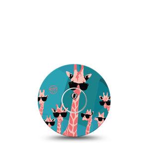 ExpressionMed Cool Giraffes Freestyle Libre 3 and Libre 3 Plus Tape, Single Tape and Single Sticker Giraffe Gang Adhesive Tape Continuous Glucose Monitor Design