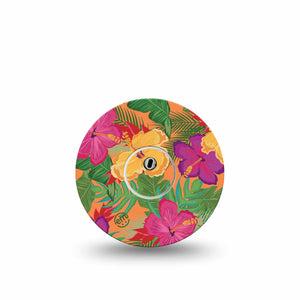 ExpressionMed Bright Hibiscus Freestyle Libre 3 and Libre 3 Plus Tape Single Tape and Single Sticker Radiant Flower, Adhesive Tape Continuous Glucose Monitor Design