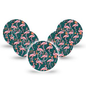 ExpressionMed Flamingos Freestyle Libre 3 and Libre 3 Plus Tape, 5-Pack Tape and 5-Pack Sticker Pink Flamingos Inspired, Adhesive Tape Continuous Glucose Monitor Design