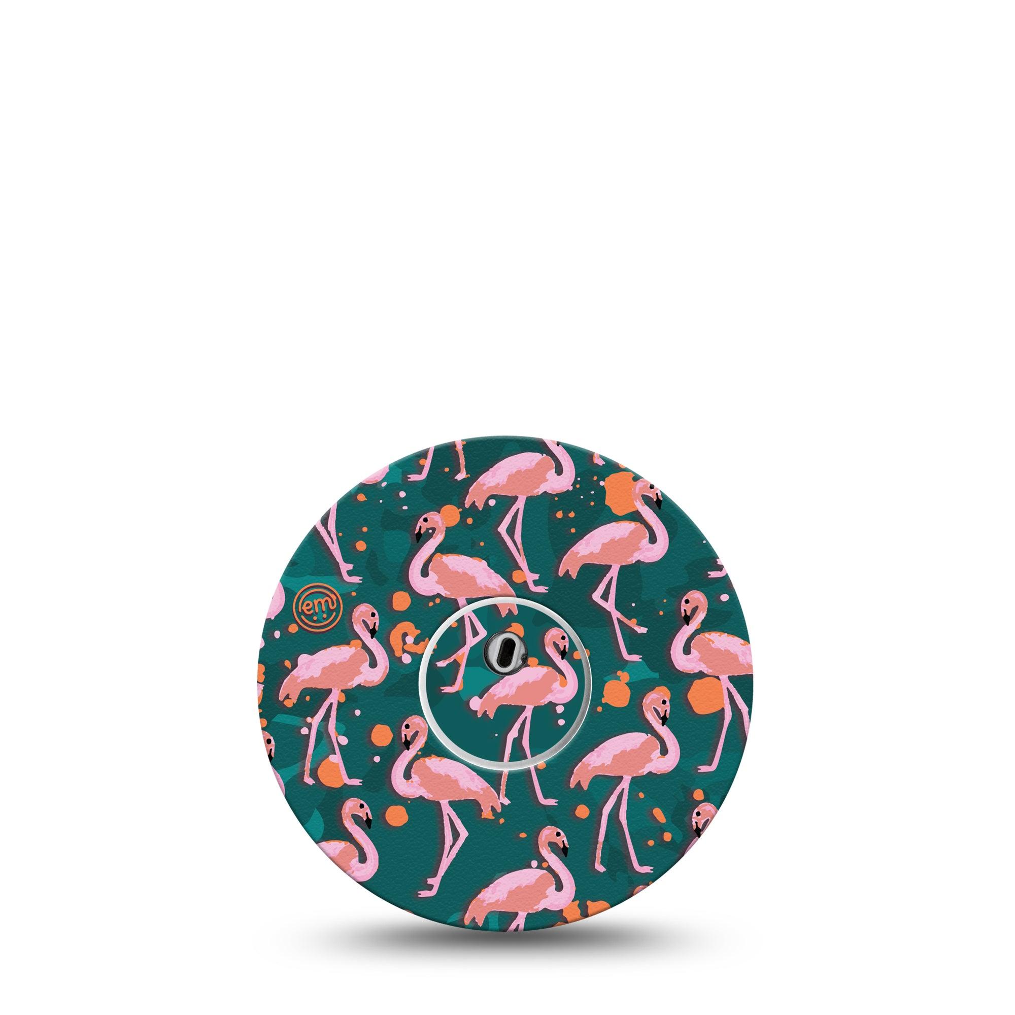 ExpressionMed Flamingos Freestyle Libre 3 and Libre 3 Plus Tape, Single Tape and Single Sticker Pink Flamingos Inspired, Adhesive Tape Continuous Glucose Monitor Design