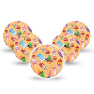 ExpressionMed Popsicle Stand Freestyle Libre 3 and Libre 3 Plus Tape, 5-Pack Tape and 5-Pack Sticker Ice Cream Themed, Adhesive Tape Continuous Glucose Monitor Design