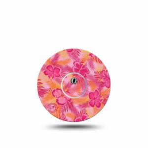 ExpressionMed Pink Hibiscus Freestyle Libre 3 and Libre 3 Plus Tape Single Tape and Single Sticker Pink Flower, Adhesive Tape Continuous Glucose Monitor Design