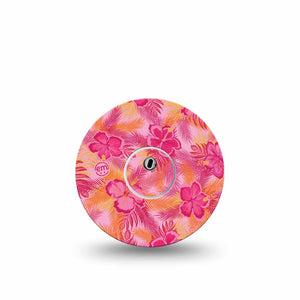 ExpressionMed Pink Hibiscus Freestyle Libre 3 and Libre 3 Plus Tape Single Tape and Single Sticker Pink Flower, Adhesive Tape Continuous Glucose Monitor Design