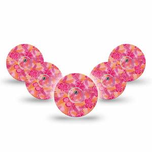 ExpressionMed Pink Hibiscus Freestyle Libre 3 and Libre 3 Plus Tape 5-Pack Tape and 5-Pack Sticker Vibrant Hibiscus, Adhesive Tape Continuous Glucose Monitor Design