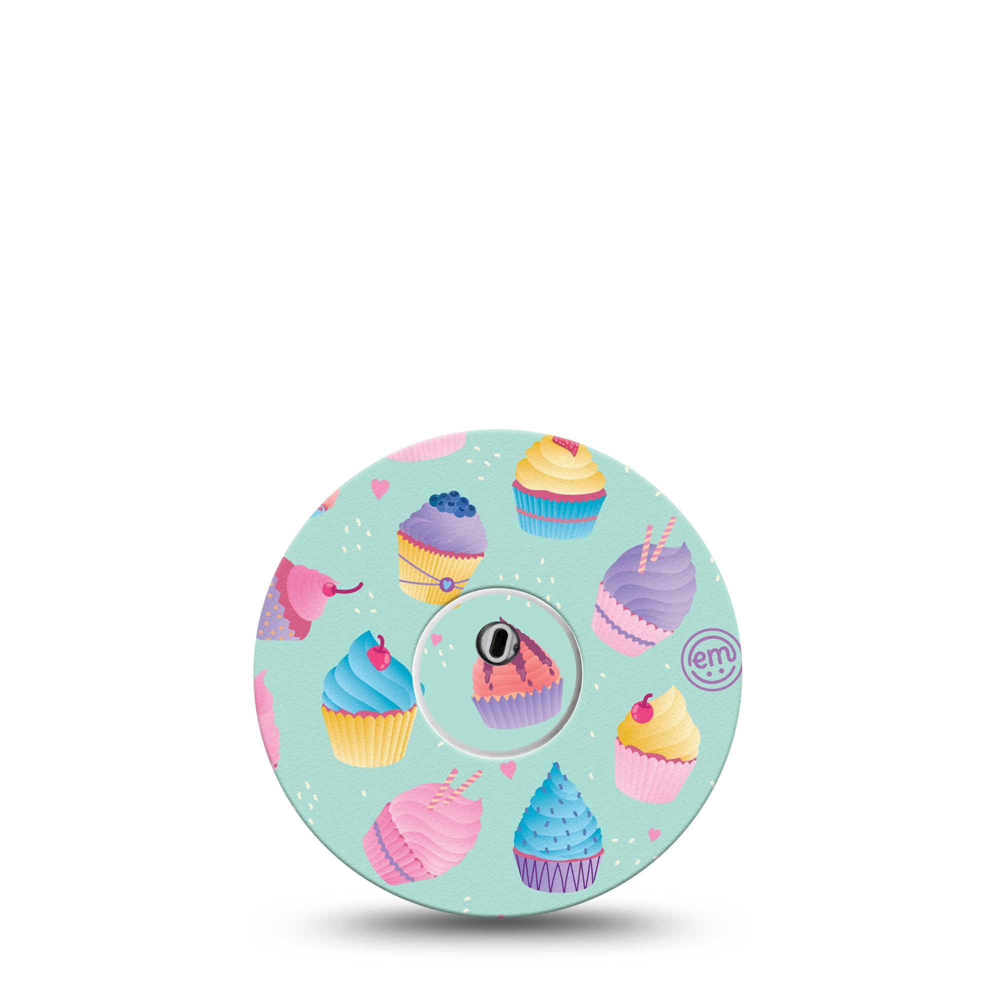 ExpressionMed Cupcakes Freestyle Libre 3 and Libre 3 Plus Tape, Single Tape and Single Sticker Pastel Cupcakes, Adhesive Tape Continuous Glucose Monitor Design