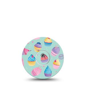 ExpressionMed Cupcakes Freestyle Libre 3 and Libre 3 Plus Tape, Single Tape and Single Sticker Pastel Cupcakes, Adhesive Tape Continuous Glucose Monitor Design