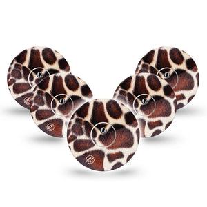 ExpressionMed Giraffe Freestyle Libre 3 and Libre 3 Plus Tape, 5-Pack Tape and 5-Pack Sticker Animal Spots Inspired, Adhesive Tape Continuous Glucose Monitor Design