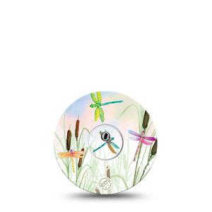 ExpressionMed Dragonfly Freestyle Libre 3 and Libre 3 Plus Tape, Single Tape and Single Sticker Colorful Dragonflies Inspired, Adhesive Tape Continuous Glucose Monitor Design