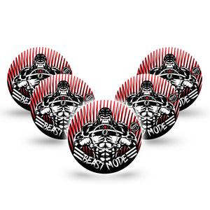 ExpressionMed Beast Mode Freestyle Libre 3 and Libre 3 Plus Tape, 5-Pack Tape and 5-Pack Sticker Workout Beast Themed, Adhesive Tape Continuous Glucose Monitor Design