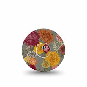 ExpressionMed Chrysanthemums Freestyle Libre 3 and Libre 3 Plus Tape, Single Tape and Single Sticker Somber Blooms Adhesive Tape Continuous Glucose Monitor Design