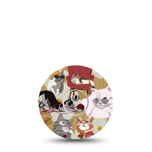 ExpressionMed Kitty Cats Freestyle Libre 3 and Libre 3 Plus Tape, Single Tape and Single Sticker Domesticated Kitties Inspired, Adhesive Tape Continuous Glucose Monitor Design