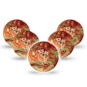 ExpressionMed Rustic Marble Freestyle Libre 3 and Libre 3 Plus Tape, 5-Pack Tape and 5-Pack Sticker Rustic Swirls, Adhesive Tape Continuous Glucose Monitor Design