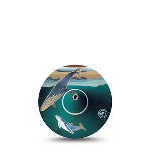 ExpressionMed Whales Freestyle Libre 3 and Libre 3 Plus Tape, Single Tape and Single Sticker Underwater Whales Inspired, Adhesive Tape Continuous Glucose Monitor Design